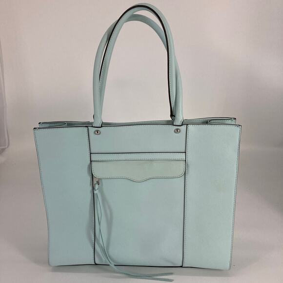 REBECCA MINKOFF LIGHT BLUE SAFFIANO LEATHER HANDBAG - Picture 5 of 12